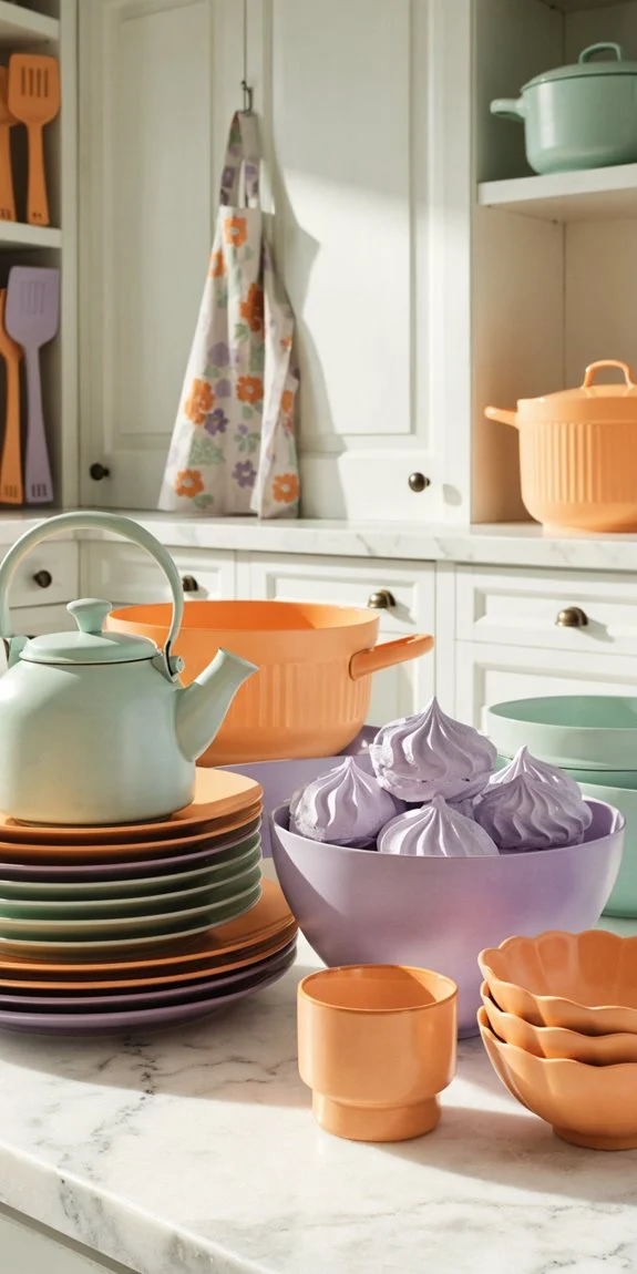 pastel cookware elevates kitchen harmony