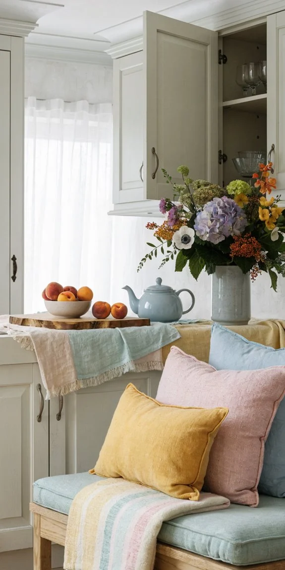 pastel textiles add warmth