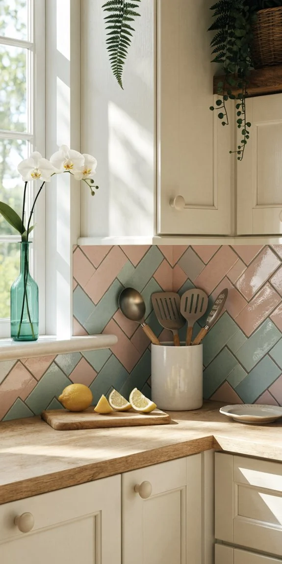 pastel tile backsplashes brighten kitchens