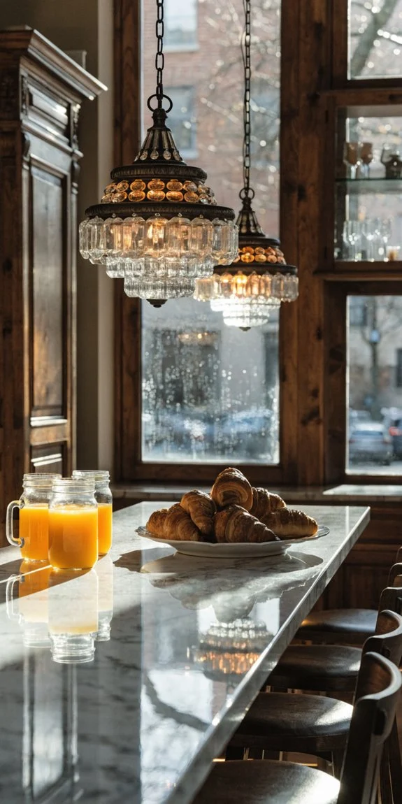 pendant lights with task layering and dimmers