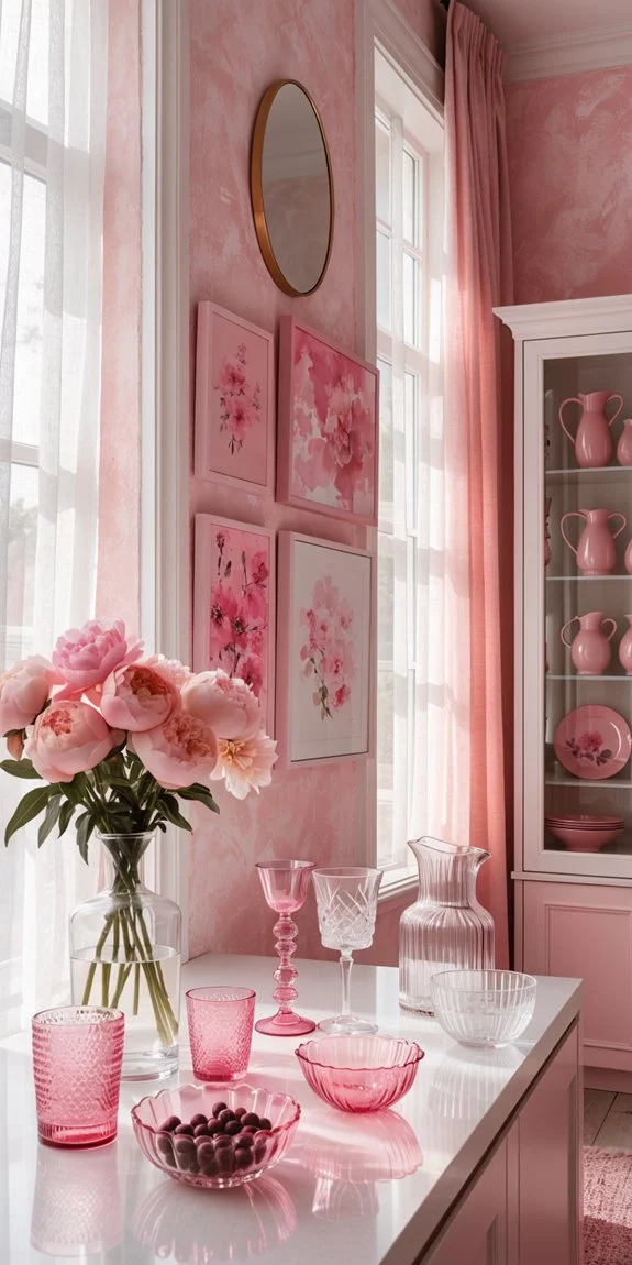 pink art elevates kitchen mood