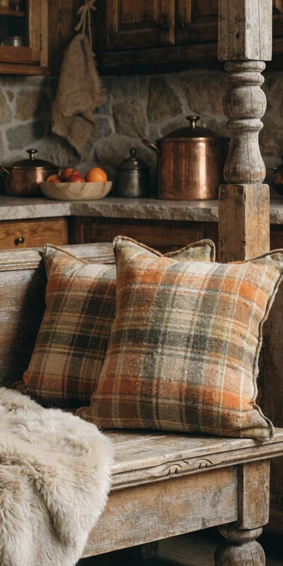 rustic bench adds warmth charm