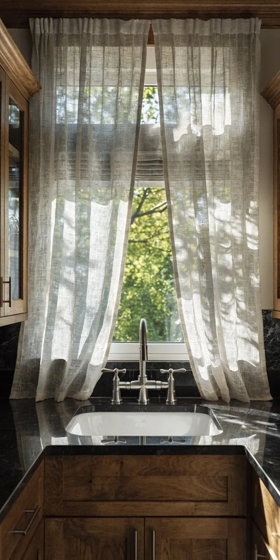 sheer curtains bamboo shades