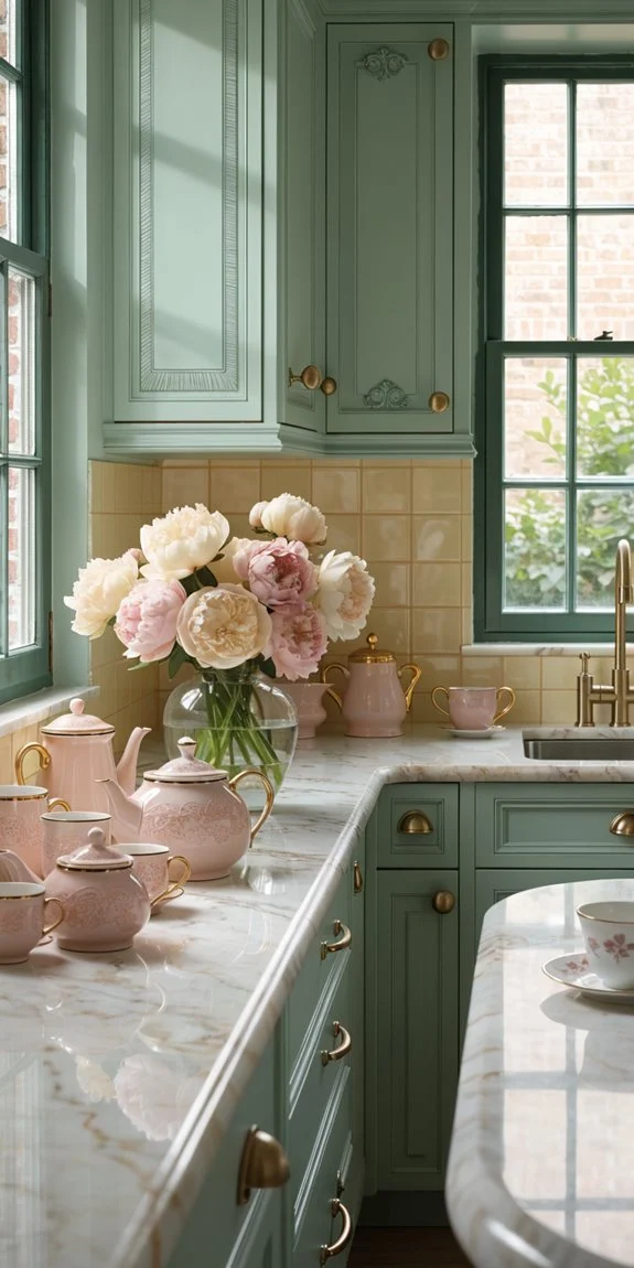 soft blush accents elevate kitchen charm