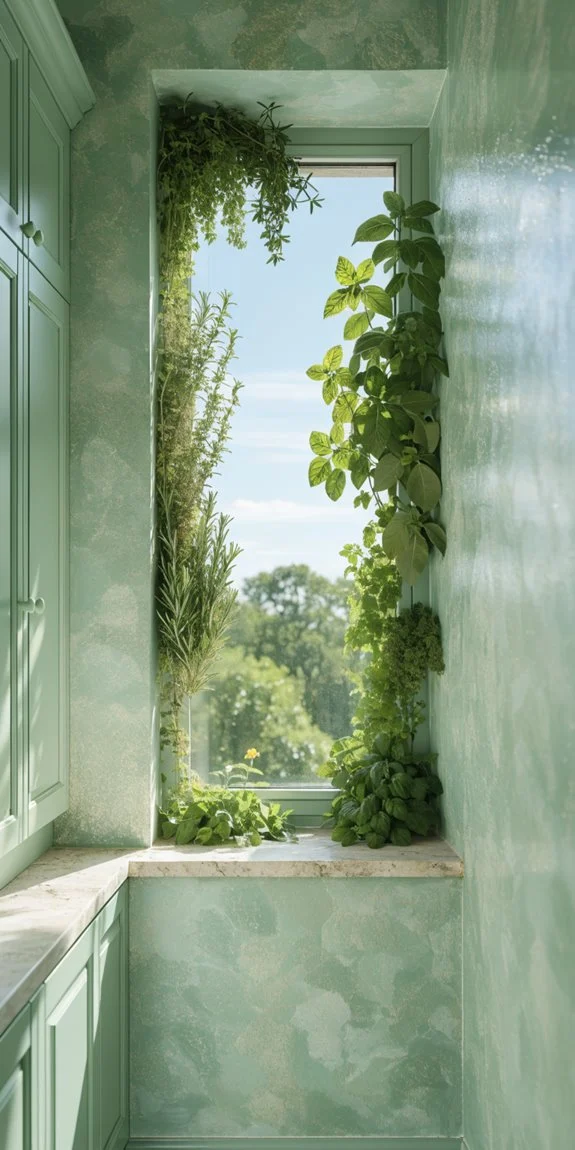 soft mint calm cheerful kitchen