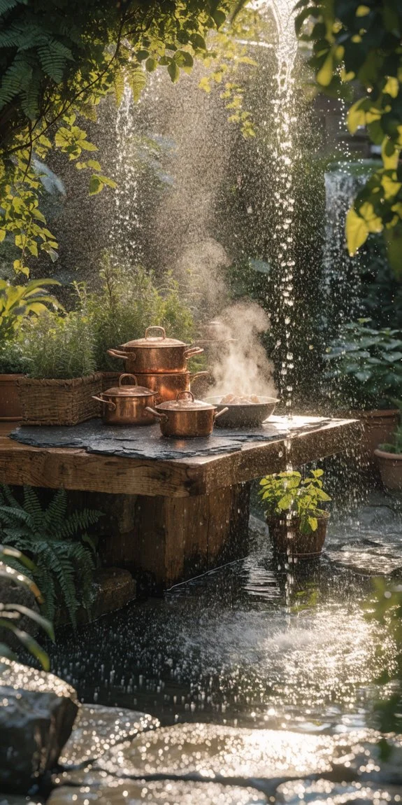 soothing garden kitchen water feature