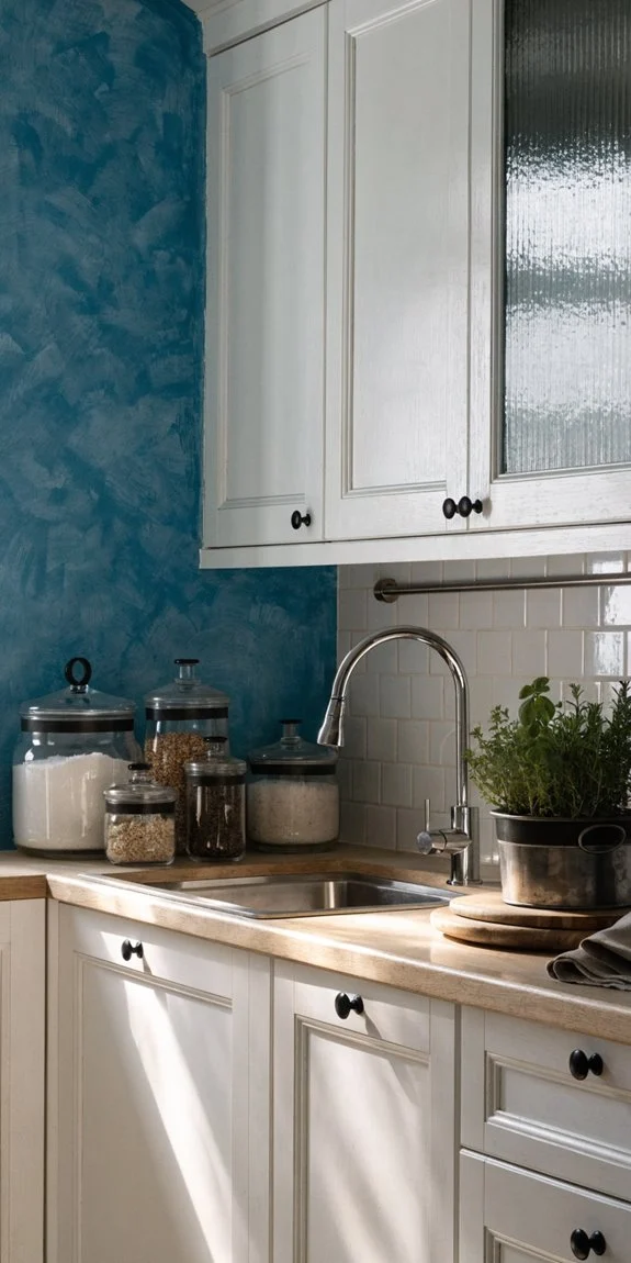 teal enhances versatile kitchen decor