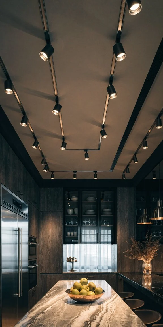 track lighting offers flexible warm ambiance