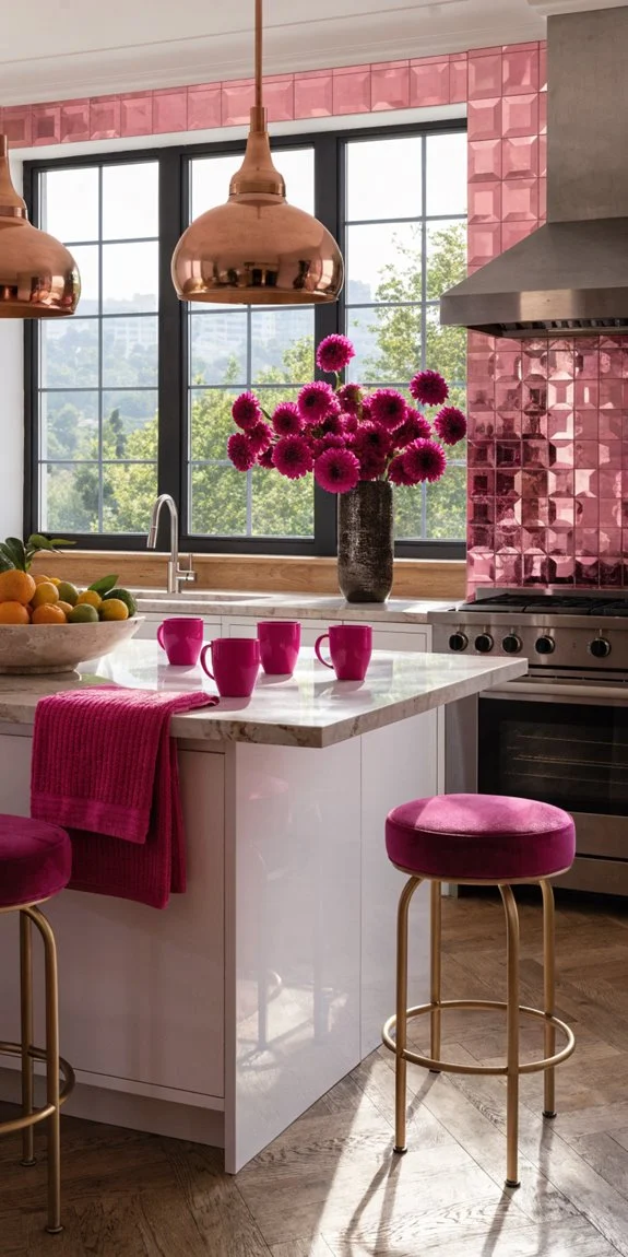 vibrant fuchsia energizes kitchen