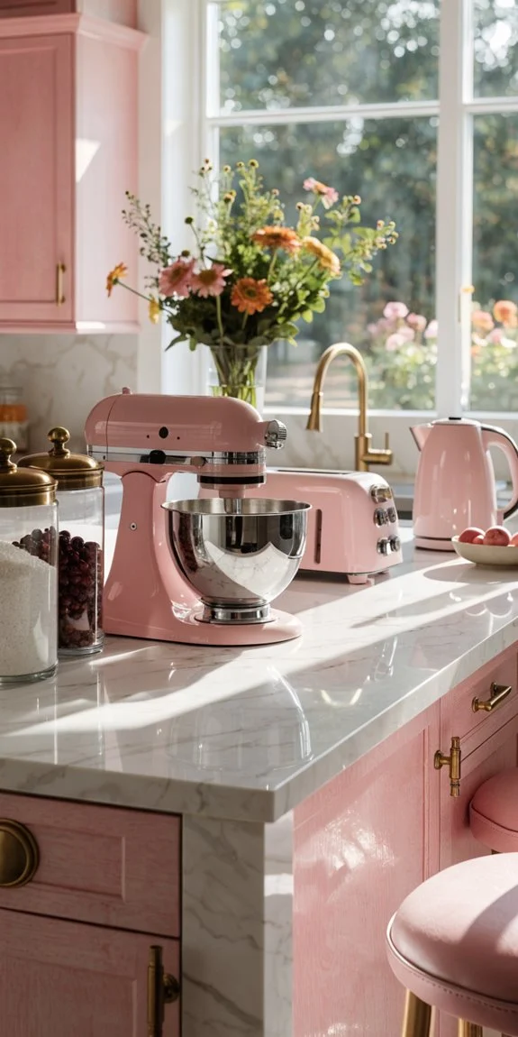 vibrant pink kitchen appliances