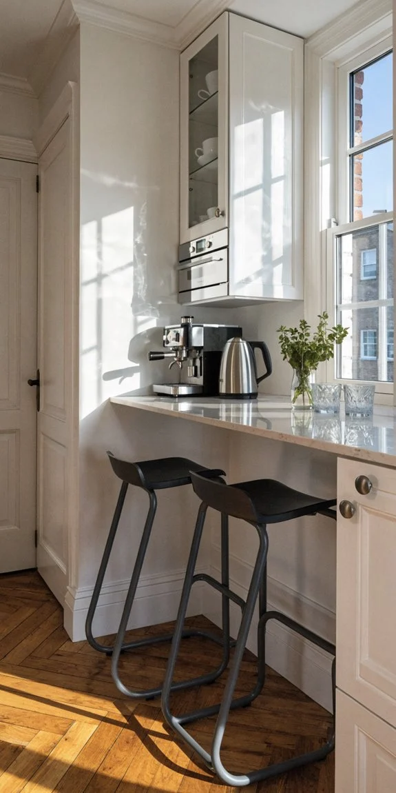 wall mounted folding breakfast bar with bench storage