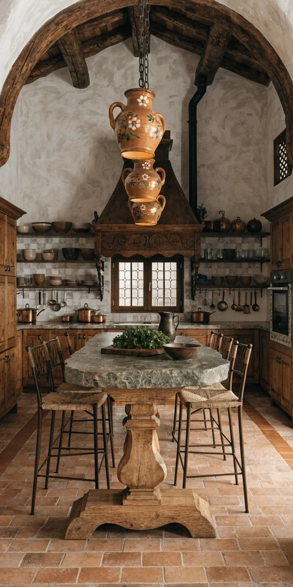 warm cozy hacienda kitchen lighting