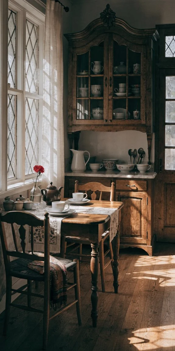 warm lighting cozy country kitchen
